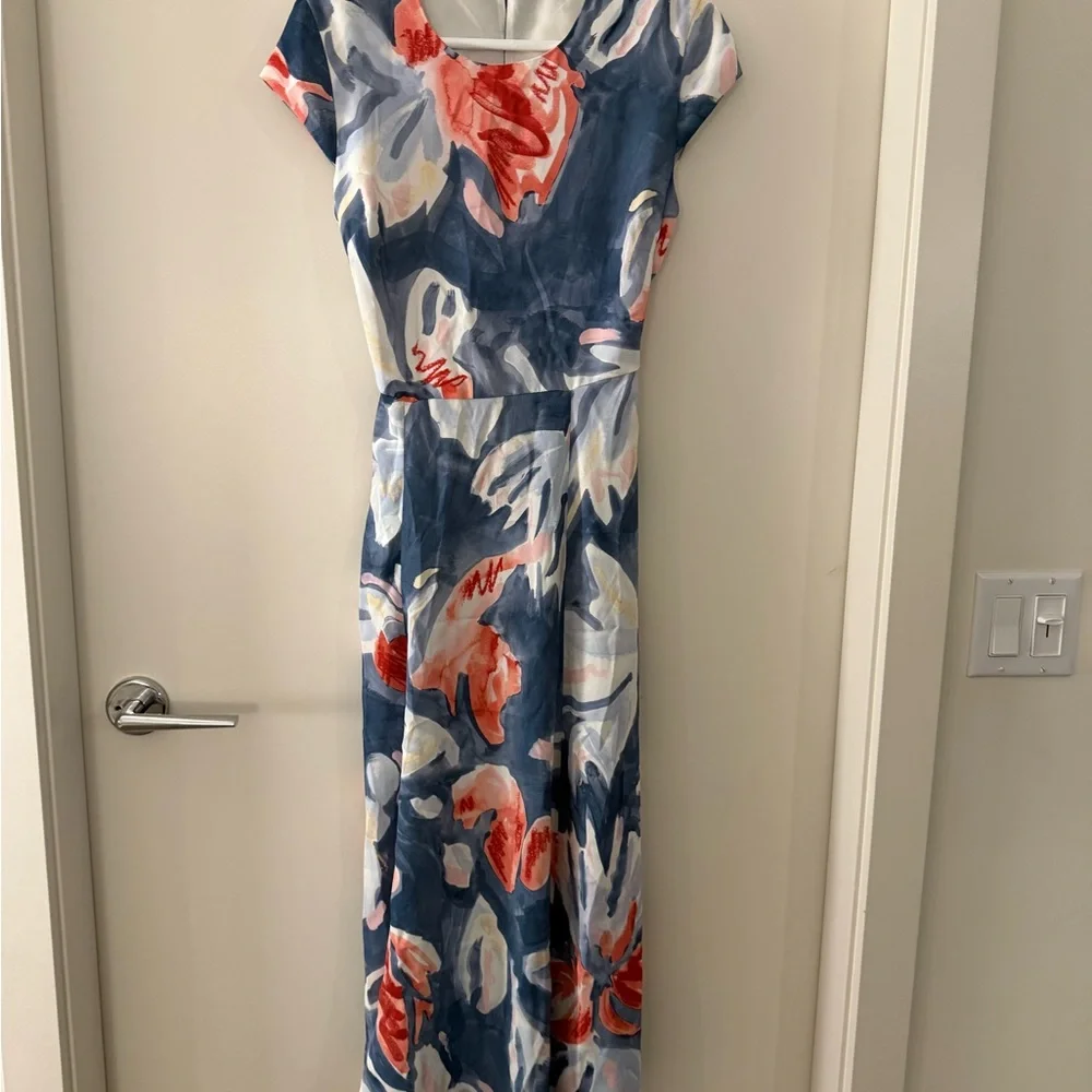 Aritzia Blue and Pink Floral Midi Dress - Picture 2 of 5